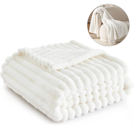 White Fleece Throw Blanket for Couch