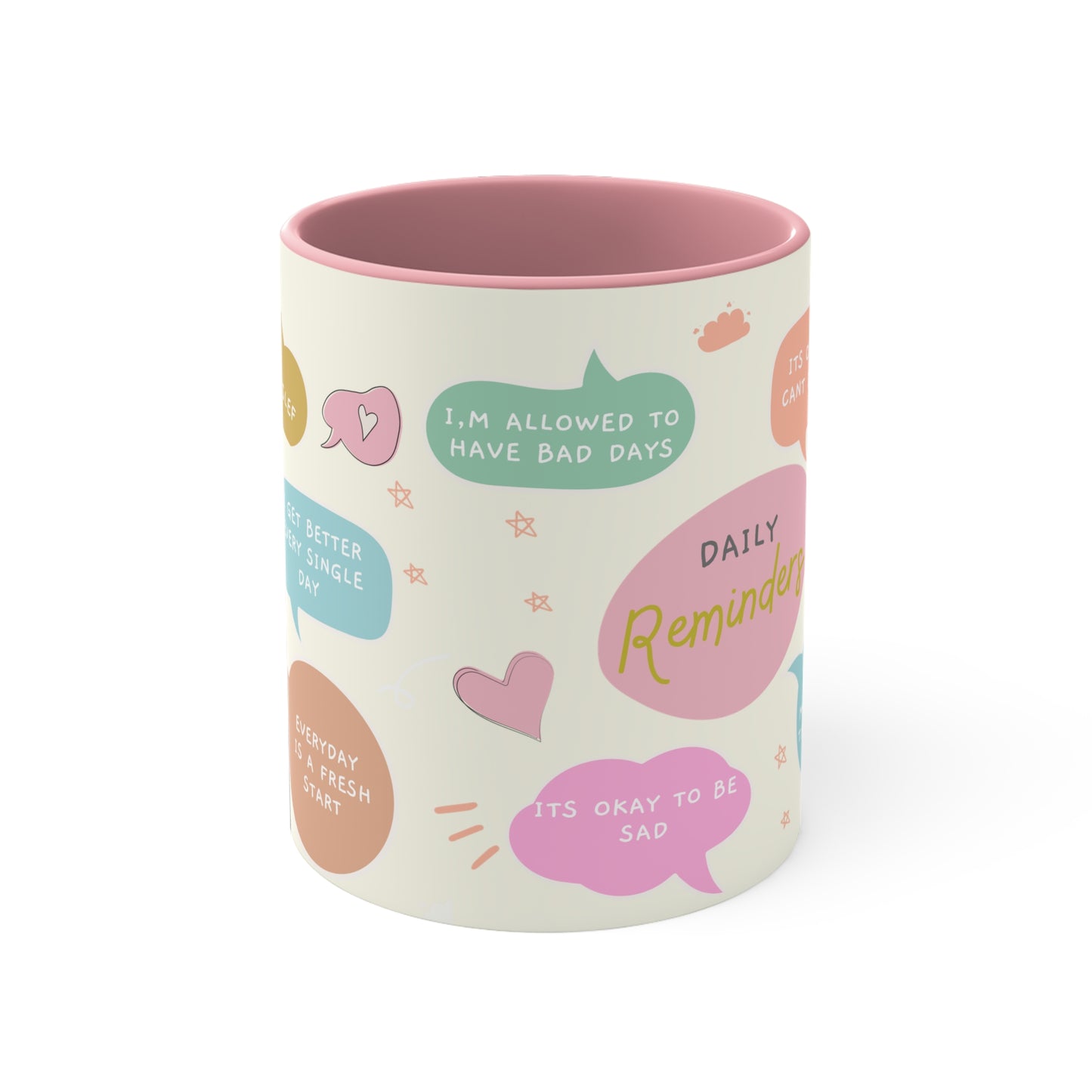 Self Affirmation Self Love Colorful Accent Mugs, 11oz