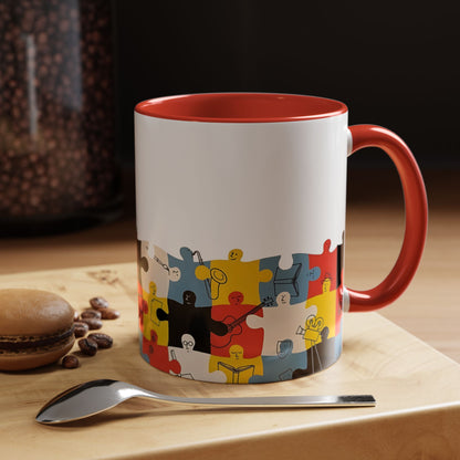 Music Puzzle Art Mug Design - Accent Coffee Mug (11, 15oz)