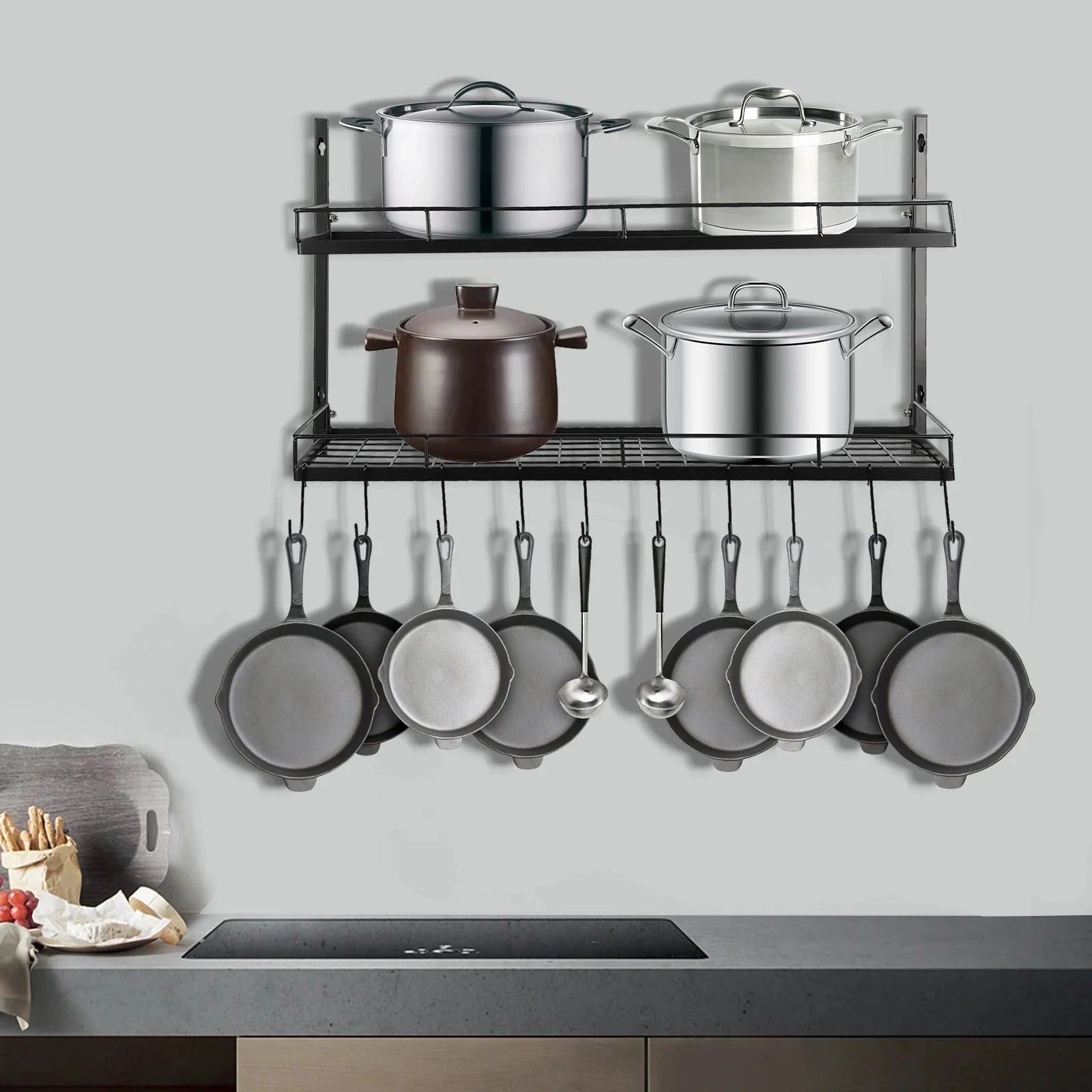 Adjustable Kitchen Rack: 2-Tier Kitchen Hanging Storage Solution ...