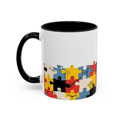 Music Puzzle Art Mug Design - Accent Coffee Mug (11, 15oz)