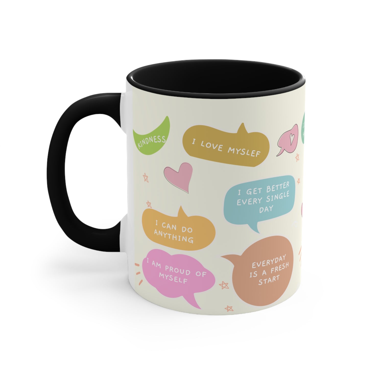 Self Affirmation Self Love Colorful Accent Mugs, 11oz