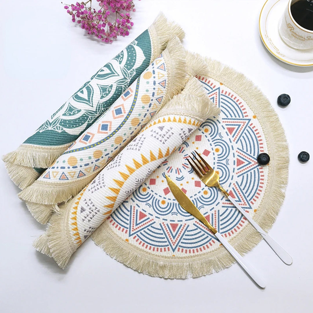 Boho Mandala Macrame Table Mats – Round & Washable