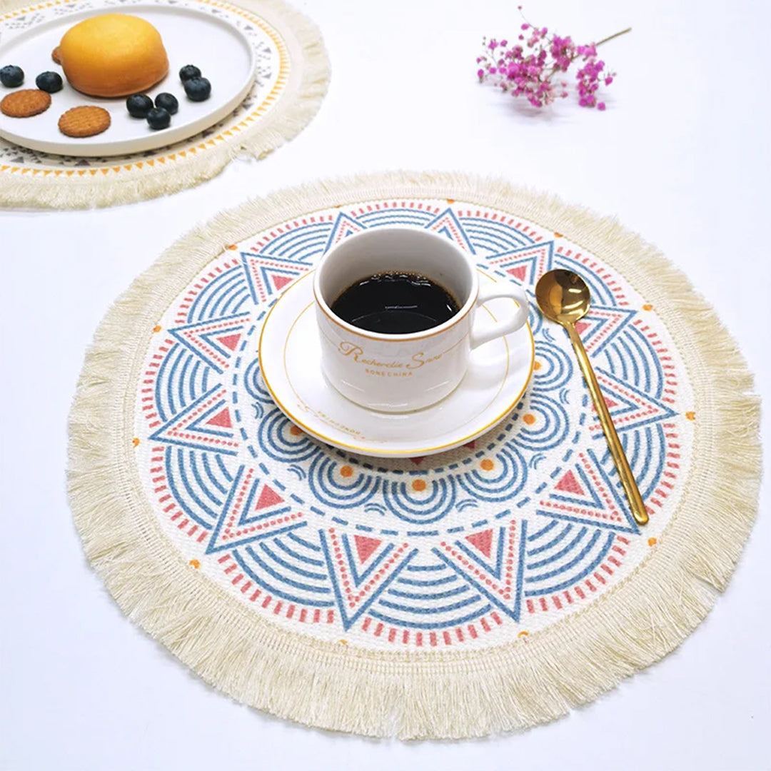 Boho Mandala Macrame Table Mats – Round & Washable