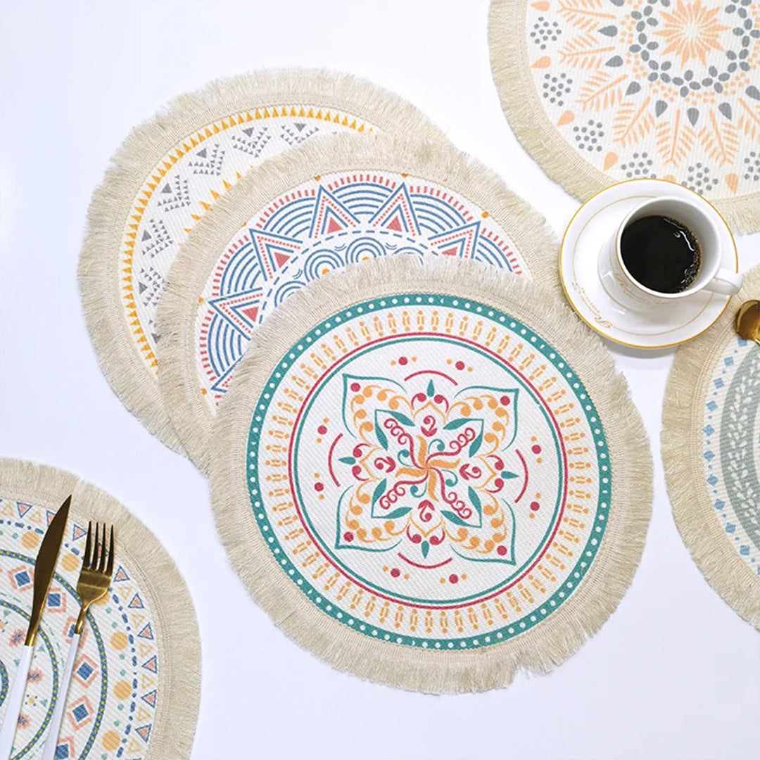 Boho Mandala Macrame Table Mats – Round & Washable