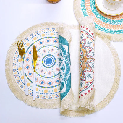 Boho Mandala Macrame Table Mats – Round & Washable