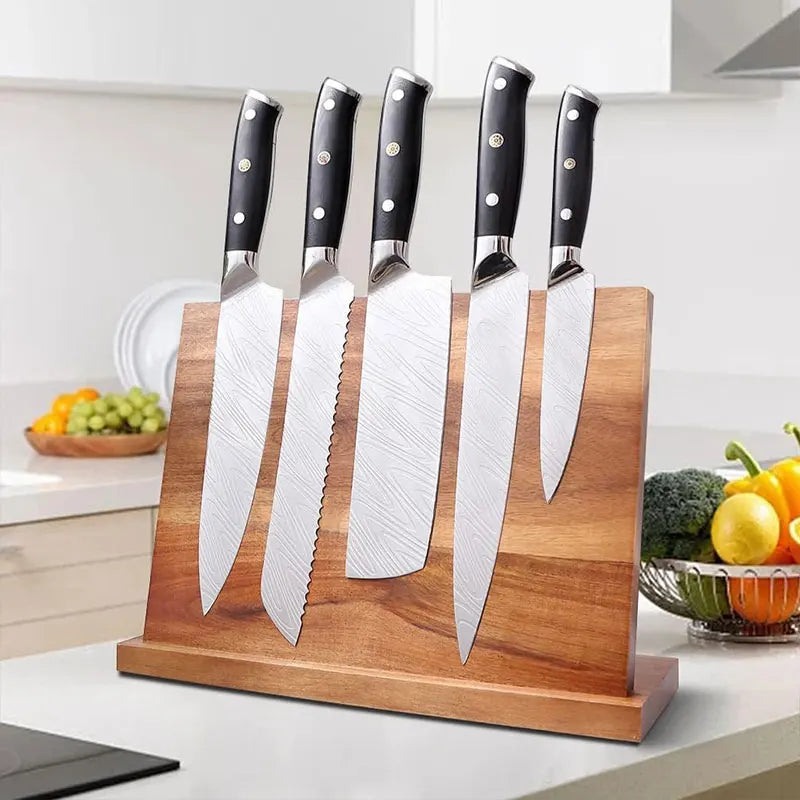 Double-Sided Magnetic Knife Holder with Non-Slip Base