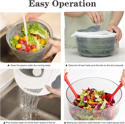 Manual Salad Spinner & Veggie Washer – Hand Crank Fruit & Vegetable Drainer