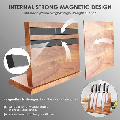 Double-Sided Magnetic Knife Holder with Non-Slip Base