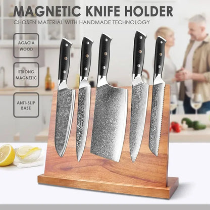 Double-Sided Magnetic Knife Holder with Non-Slip Base