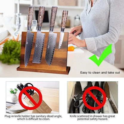 Double-Sided Magnetic Knife Holder with Non-Slip Base