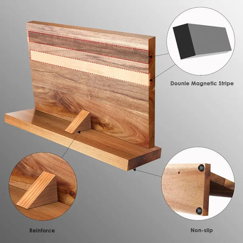 Double-Sided Magnetic Knife Holder with Non-Slip Base